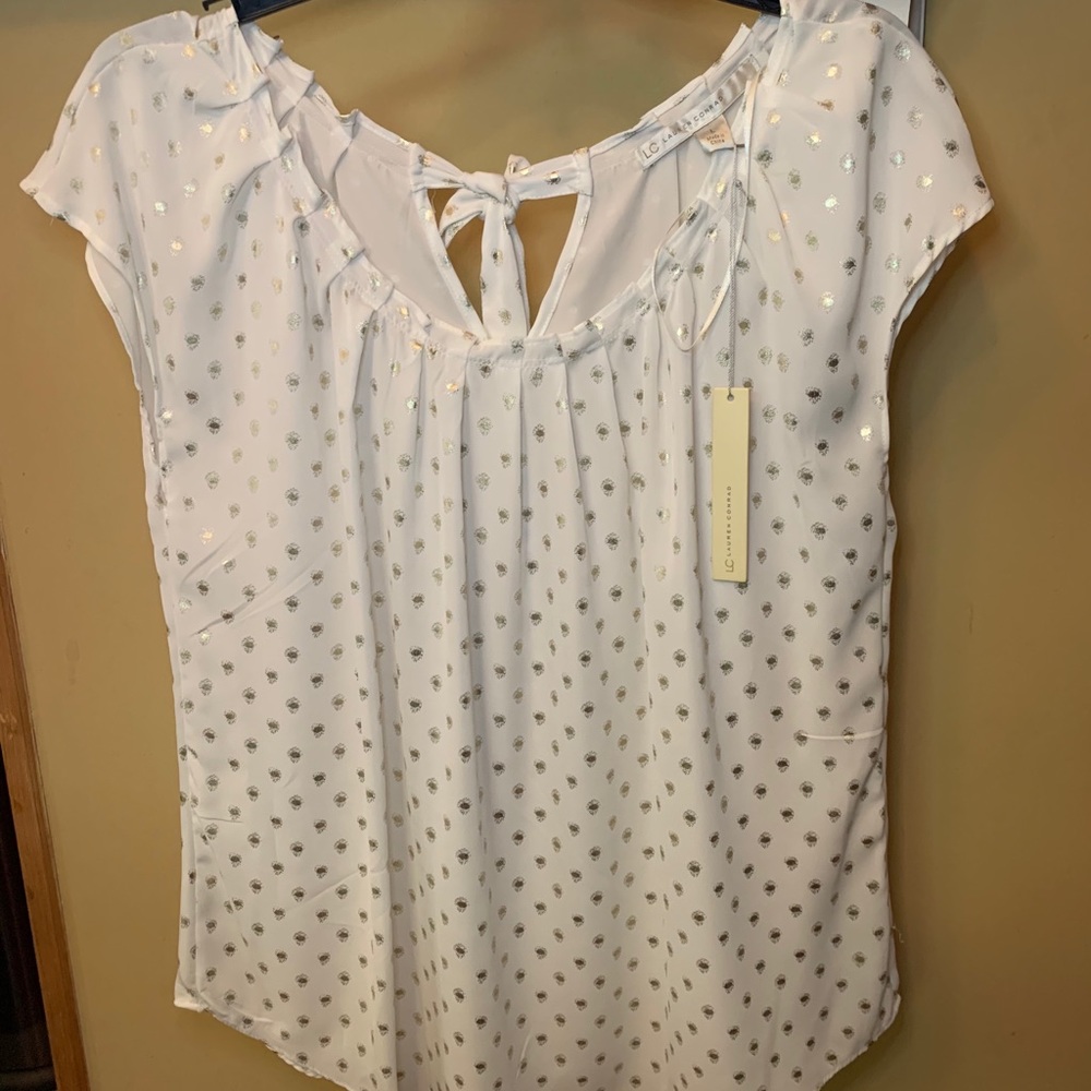 Lauren Conrad White And Gold Blouse
